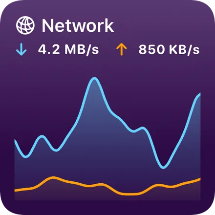 The same Network tile in the dark Violet colour
